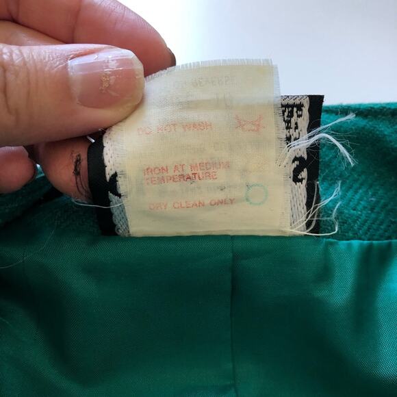 Vintage 1980s Oui Petite Gen Z Green Open Jacket Blazer Wool Blend 10 EUC - Picture 8 of 9
